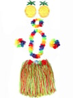 Yetişkin ve Çocuk Uyumlu Luau Aloha Hawaii Rengarenk 40 cm Etek Ananas Şekilli Gözlük Hawaii Kolye Renkli Taç ve 2 Adet Bileklik Seti Najmaddin
