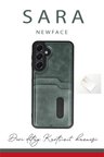 Mark Newface Samsung Galaxy A36 Kılıf Sara Kartvizitli Deri Kılıf - Koyu Yeşil Najmaddin