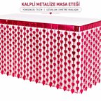 MEPA Najmaddin Kalpli Metalize Masa Eteği Kırmızı 75x300 Cm Najmaddin