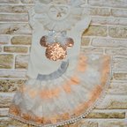 Baby 1-2-3 Yaş Payetli Mickey Nakışlı Kısa Kollu Brode Etekli 2li Kız Bebek Takımı Pudra Najmaddin