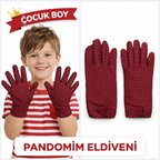 Ticaret Çocuk Boy Pandomim Eldiveni Beyaz Puantiyeli Bordo Renk Gösteri Eldiveni 23 Nisan 19 Mayıs Najmaddin