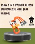 Nevamel 120 W Şarj ve Veri Aktarımı Kablo– 3 Başlıklı Çok Amaçlı Kablo Yüksek Hızlı