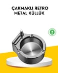 Nevamel® Çakmaklı Küllük Paslanmaz Metal Yuvarlak Tasarım