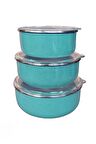 Zarif İtalyan 3'lü Emaye Saklama Kabı Seti 14/16/18 cm