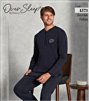 Over Sleep by Poleren Over Sleep Erkek Poleren Lacıvert Pijama Takım
