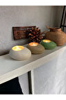 Three Drops Beton Tealight Mumluk 3'lü Set | Alaçatı-Vizon-Avokado |