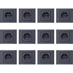 Ovivo Grano Füme Topraklı Priz Çerçeveli 12 ADET