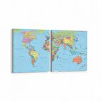 Olla 16238K2Y Harita Görseli Kare 2'li Yatay Kanvas Tablo (Ölçü: 145X70)