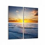 Olla 16113K4 Günbatımı Görseli Kare 4'lü Kanvas Tablo (Ölçü: 145X145)