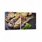 Olla 14975K2Y Gıda Görseli Kare 2'li Yatay Kanvas Tablo (Ölçü: 105X50)