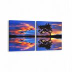 Olla 16062K2Y Günbatımı Görseli Kare 2'li Yatay Kanvas Tablo (Ölçü: 65X30)