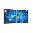 Olla 14786K2Y Gece Gökyüzü Görseli Kare 2'li Yatay Kanvas Tablo (Ölçü: 65X30)
