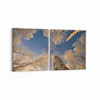 Olla 10977K2Y Ağaç Görseli Kare 2'li Yatay Kanvas Tablo (Ölçü: 85X40)