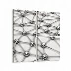 Olla 10328K4 Abstract Görsel Kare 4'lü Kanvas Tablo (Ölçü: 145X145)