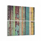 Olla 11977K4 Ahşap Desen Görseli Kare 4'lü Kanvas Tablo (Ölçü: 105X105)