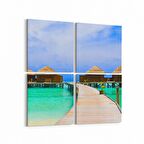 Olla 16477K4 Kumsal / Sahil Görseli Kare 4'lü Kanvas Tablo (Ölçü: 105X105)