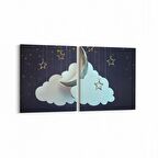 Olla 12818K2Y Çocuk Odası Görseli 2'li Yatay Kanvas Tablo (Ölçü: 145X70)