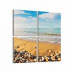 Olla 16491K4 Kumsal / Sahil Görseli Kare 4'lü Kanvas Tablo (Ölçü: 125X125)