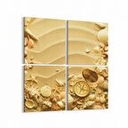 Olla 16374K4 Kumsal / Sahil Görseli Kare 4'lü Kanvas Tablo (Ölçü: 145X145)