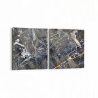 Olla 16704K2Y Mermer Desen Görsel Kare 2'li Yatay Kanvas Tablo (Ölçü: 105X50)