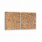 Olla 12022K2Y Ahşap Desen Görseli Kare 2'li Yatay Kanvas Tablo (Ölçü: 125X60)