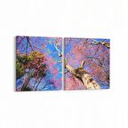 Olla 11047K2Y Ağaç Görseli Kare 2'li Yatay Kanvas Tablo (Ölçü: 85X40)