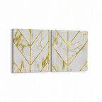 Olla 16671K2Y Mermer Desen Görsel Kare 2'li Yatay Kanvas Tablo (Ölçü: 85X40)