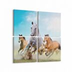 Olla 12483K4 Hayvanlar Alemi Görseli Kare 4'lü Kanvas Tablo (Ölçü: 145X145)