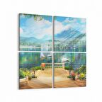 Olla 14505K4 Doğa / Manzara Görseli Kare 4'lü Kanvas Tablo (Ölçü: 105X105)