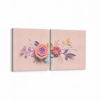 Olla 11549K2Y Çiçek Görseli Kare 2'li Yatay Kanvas Tablo (Ölçü: 65X30)