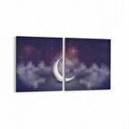 Olla 14640K2Y Gece Gökyüzü Görseli Kare 2'li Yatay Kanvas Tablo (Ölçü: 145X70)