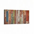 Olla 12052K2Y Ahşap Desen Görseli Kare 2'li Yatay Kanvas Tablo (Ölçü: 125X60)