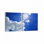 Olla 15574K2Y Gökyüzü Bulut Görseli Kare 2'li Yatay Kanvas Tablo (Ölçü: 125X60)