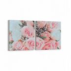Olla 11602K2Y Çiçek Görseli Kare 2'li Yatay Kanvas Tablo (Ölçü: 145X70)