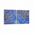 Olla 11014K2Y Ağaç Görseli Kare 2'li Yatay Kanvas Tablo (Ölçü: 65X30)