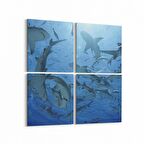 Olla 12936K4 Deniz / Okyanus Görseli Kare 4'lü Kanvas Tablo (Ölçü: 145X145)