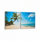 Olla 16359K2Y Kumsal / Sahil Görseli Kare 2'li Yatay Kanvas Tablo (Ölçü: 125X60)