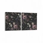 Olla 11775K2Y Çiçek Görseli Kare 2'li Yatay Kanvas Tablo (Ölçü: 85X40)