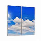 Olla 15386K4 Gökyüzü Bulut Görseli Kare 4'lü Kanvas Tablo (Ölçü: 145X145)