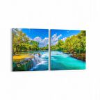 Olla 13195K2Y Doğa / Manzara Görseli Kare 2'li Yatay Kanvas Tablo (Ölçü: 145X70)