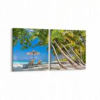 Olla 16559K2Y Kumsal / Sahil Görseli Kare 2'li Yatay Kanvas Tablo (Ölçü: 65X30)