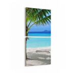 Olla 16355K2D Kumsal / Sahil Görseli Kare 2'li Dikey Kanvas Tablo (Ölçü: 30X65)