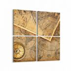 Olla 16216K4 Harita Görseli Kare 4'lü Kanvas Tablo (Ölçü: 105X105)