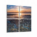 Olla 15975K4 Günbatımı Görseli Kare 4'lü Kanvas Tablo (Ölçü: 145X145)