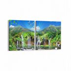 Olla 13226K2Y Doğa / Manzara Görseli Kare 2'li Yatay Kanvas Tablo (Ölçü: 65X30)
