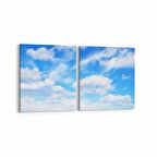 Olla 15730K2Y Gökyüzü Bulut Görseli Kare 2'li Yatay Kanvas Tablo (Ölçü: 65X30)