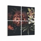 Olla 11762K4 Çiçek Görseli Kare 4'lü Kanvas Tablo (Ölçü: 65X65)