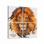 Olla 12629K4 Hayvanlar Alemi Görseli Kare 4'lü Kanvas Tablo (Ölçü: 65X65)