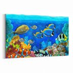 Olla 12087Y Akvaryum / Balık Görseli Yatay Kanvas Tablo (Ölçü: 45X30)