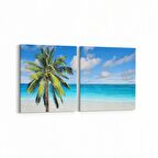 Olla 16445K2Y Kumsal / Sahil Görseli Kare 2'li Yatay Kanvas Tablo (Ölçü: 125X60)